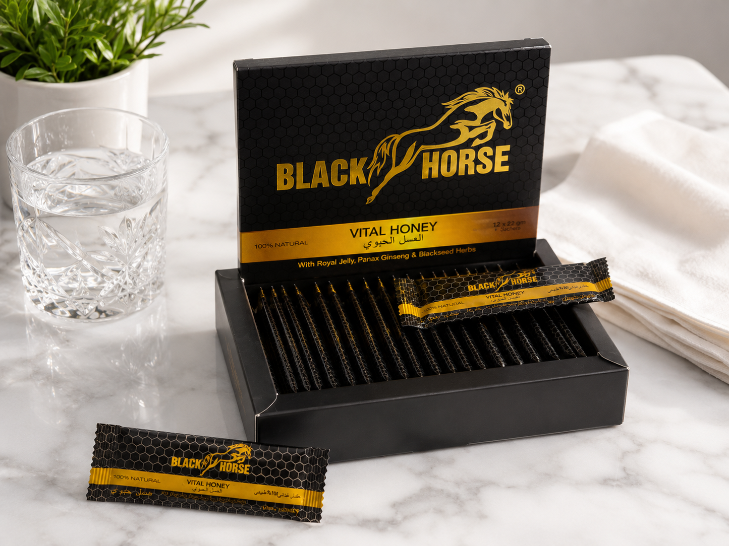 Black Horsh vital honey 10 gm 24 sachets