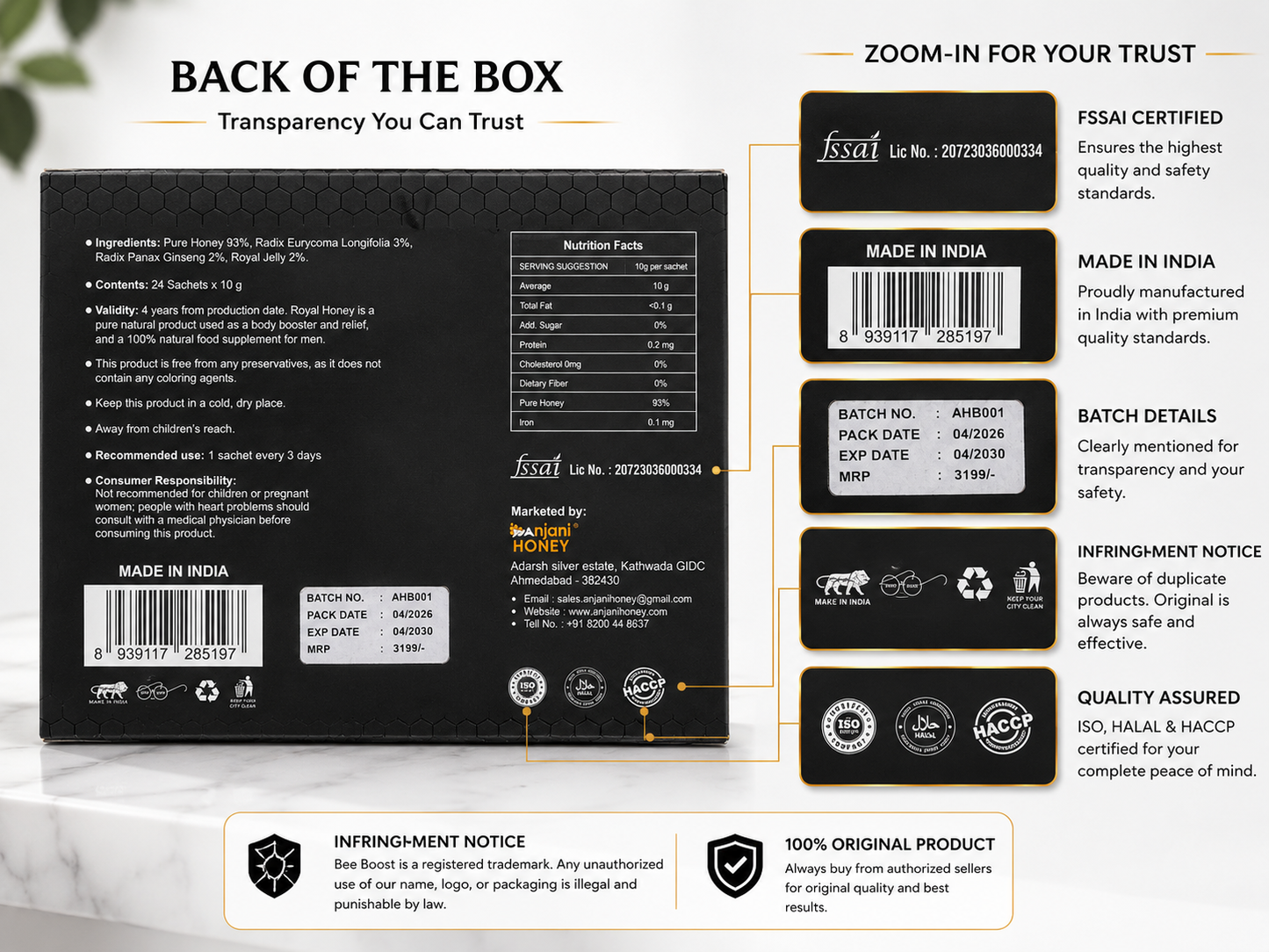 Bee Boost vital honey 10 gm 24 sachets