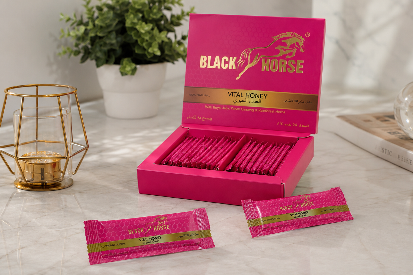 Black horsh vital honey for woman 10 gm 24 sachets